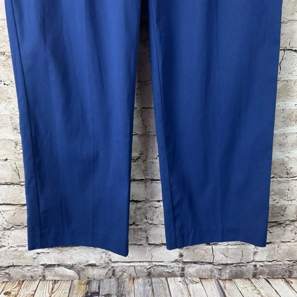 Sezane Women's Size FR 34 Blue Straight Leg Pants Tortoiseshell Button Viscose